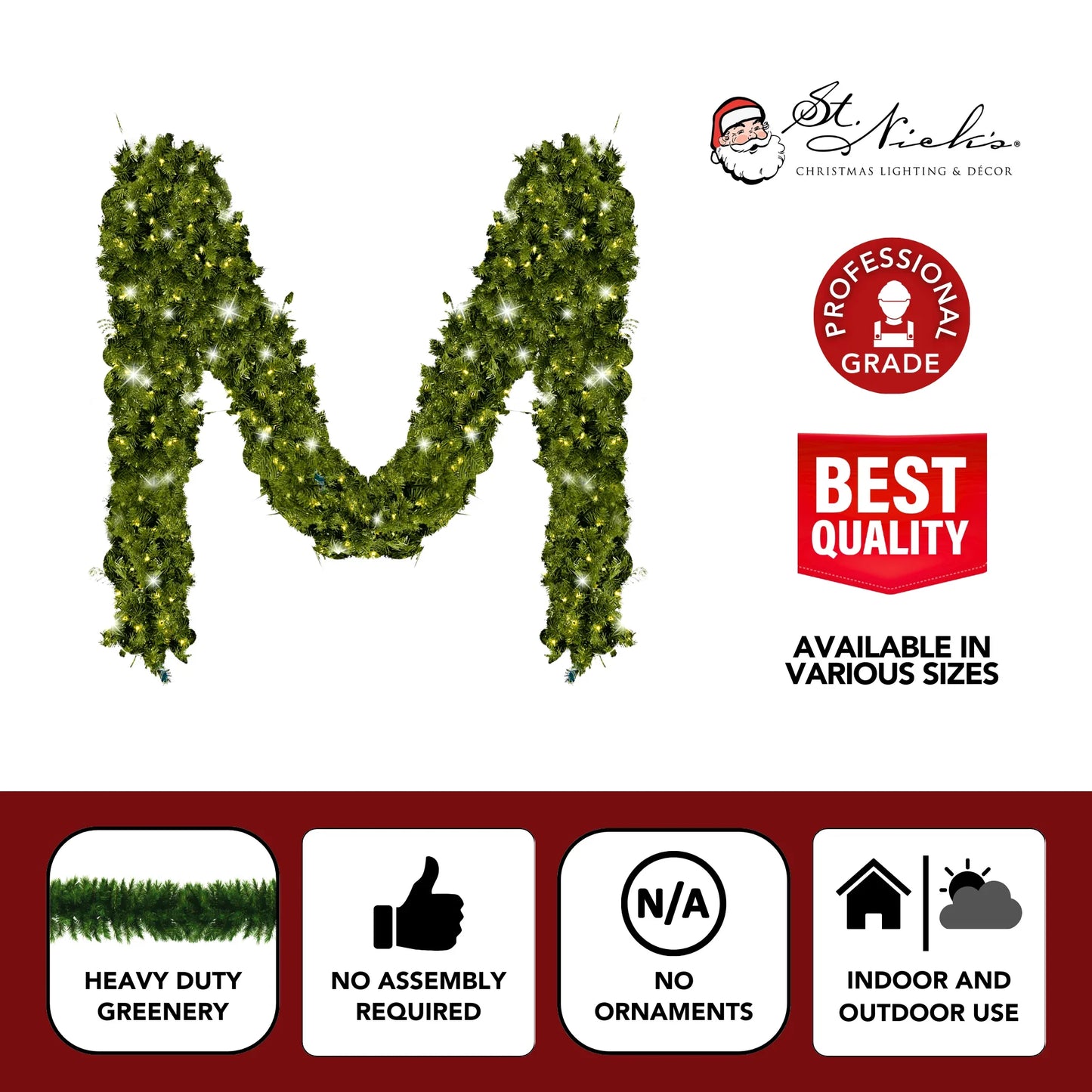 Green Garland with Warm White Lights | 99'X 8"