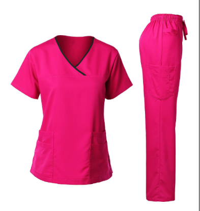 Medical Women Nursing Scrubs Uniforms Sets (Top and Bottom) - Code Pink