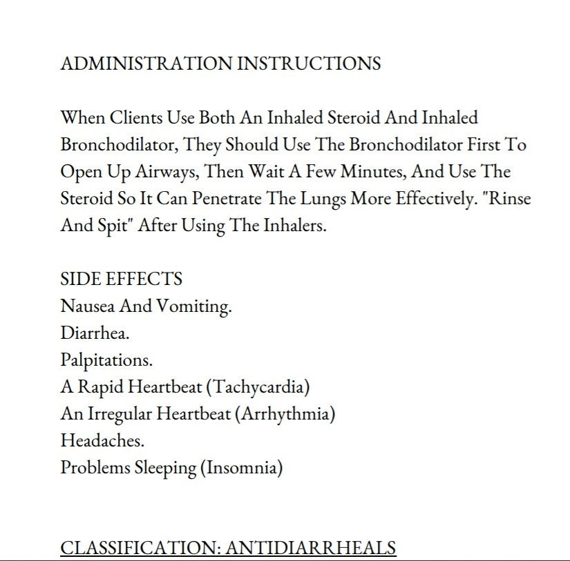 NCLEX Pharmacology Cheat Sheet (Physical Book)