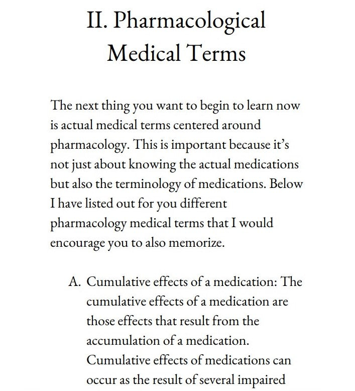 NCLEX Pharmacology Cheat Sheet (Physical Book)