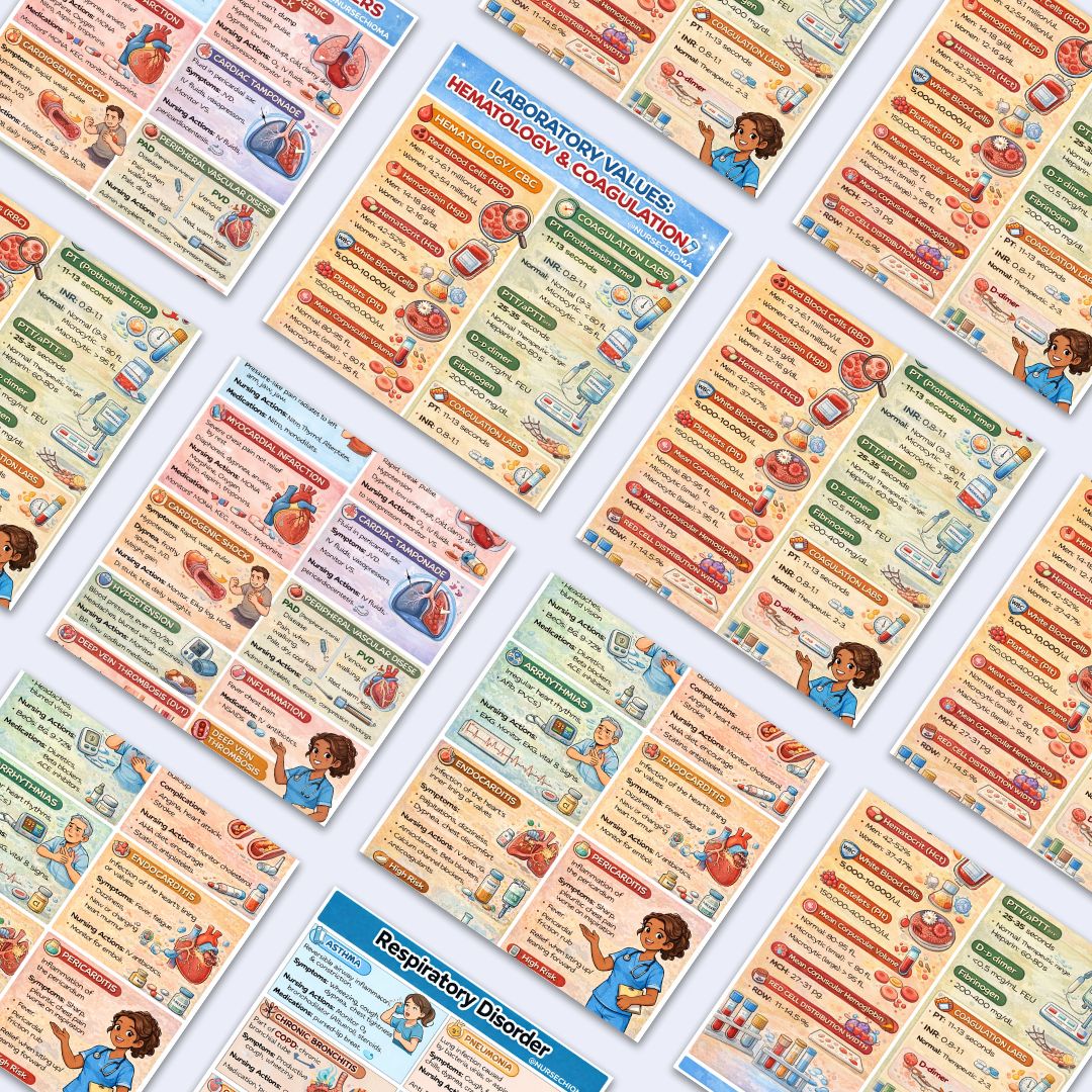 Nursing Systems & Lab Values Infographic Pack (Cardiac, Respiratory & Lab Values)