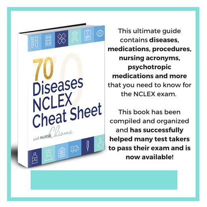 70 Diseases & Conditions NCLEX Cheat Sheet Book (100 Practice Questions) Color Edition