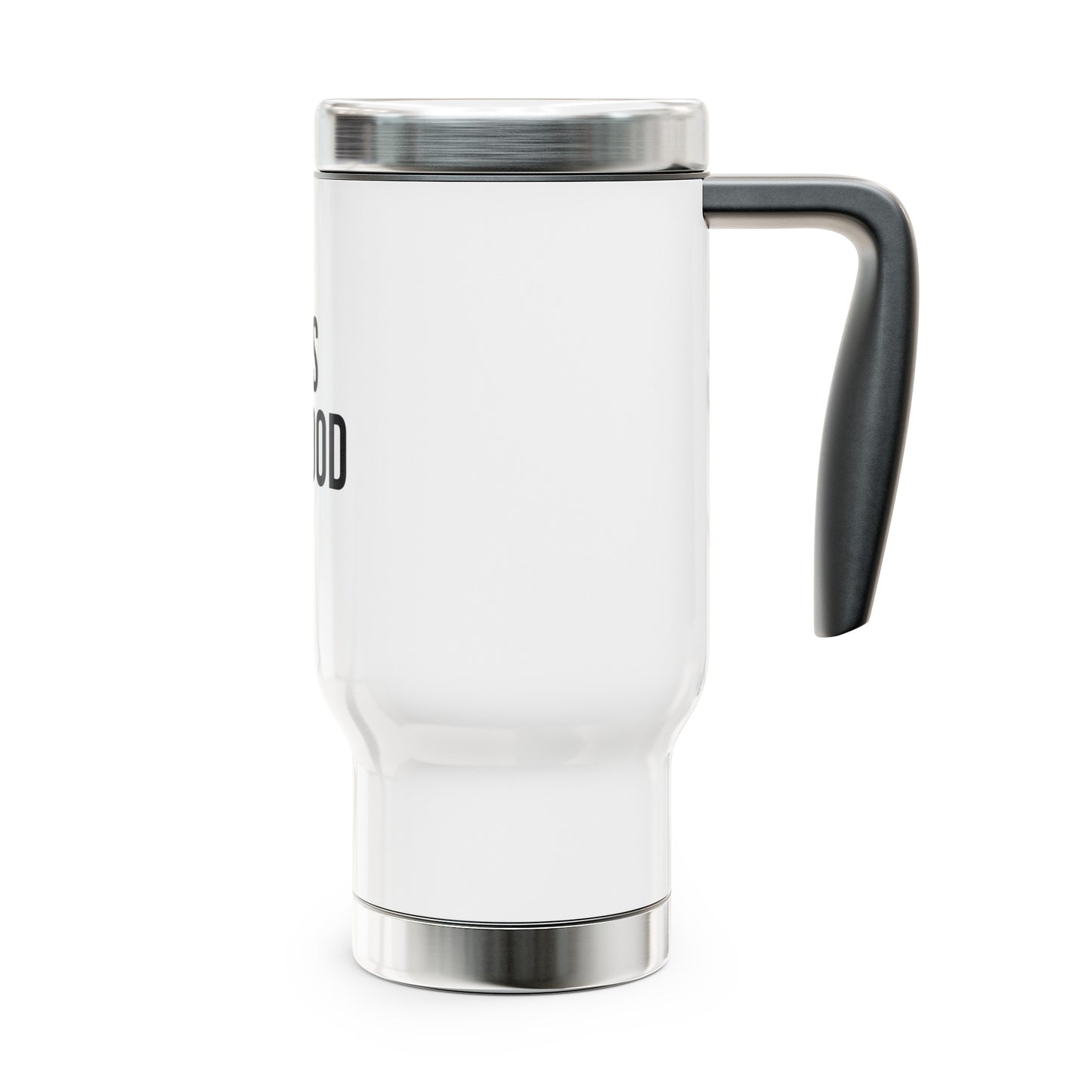 Coffee Helps Me Draw Blood: Stainless Steel Travel Mug with Handle, 14oz