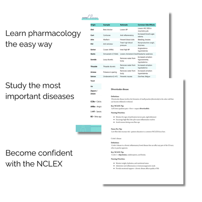 The 70 Diseases and Conditions NCLEX Cheat Sheet -Digital Email Download (NO Questions)
