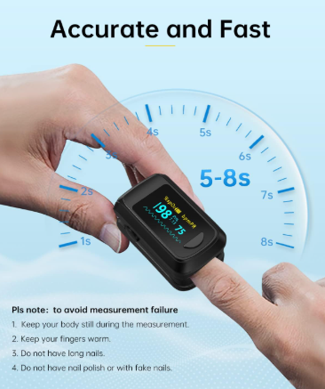 Fingertip Pulse Oximeter Blood Oxygen Monitor Pulse Ox, Heart Rate and Fast Spo2 Reading Oxygen Meter with OLED Screen