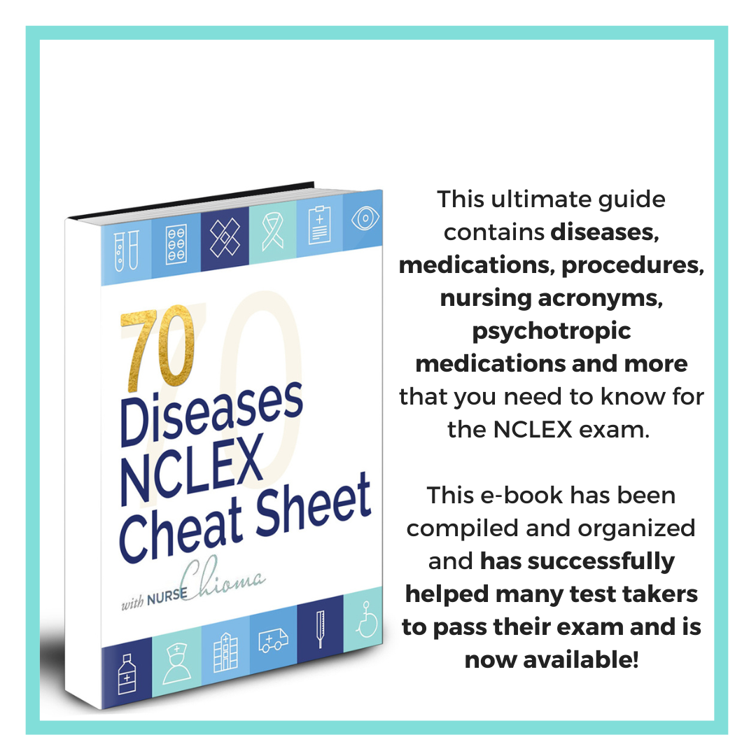 The 70 Diseases and Conditions NCLEX Cheat Sheet -Digital Email Download (NO Questions)