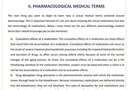 Pharmacology Cheat Sheet- Ebook