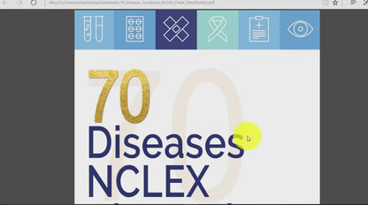 The 70 Diseases and Conditions NCLEX Cheat Sheet -Digital Email Download (NO Questions)